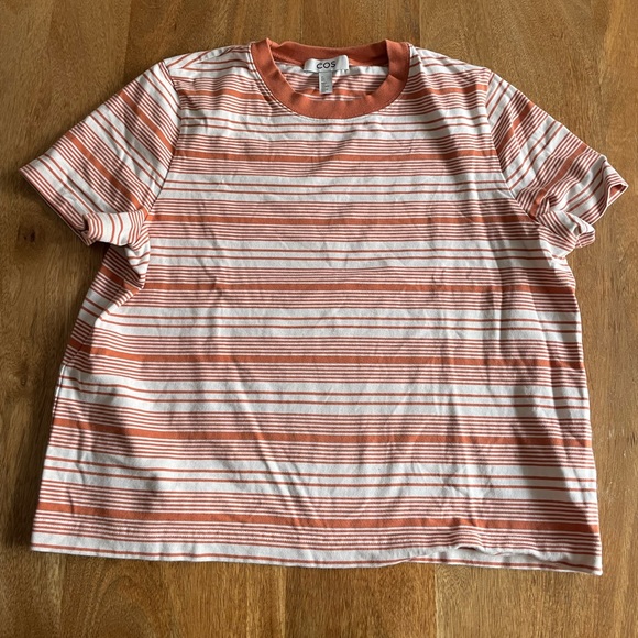 COS orange striped short sleeve tee, size L - Picture 4 of 5